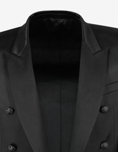 Load image into Gallery viewer, Black Double-Breasted Silk Blazer