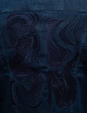 Load image into Gallery viewer, Navy Blue Mermaids Embroidery Denim Jacket -