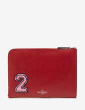 Load image into Gallery viewer, Red Leather Varsity Logo Document Holder
