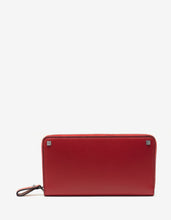 Load image into Gallery viewer, Red Leather Rockstud Zip Wallet