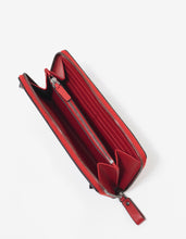 Load image into Gallery viewer, Red Leather Rockstud Zip Wallet