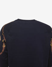Load image into Gallery viewer, Navy Blue Silk Overlay Horse Graphic Sweatshirt

